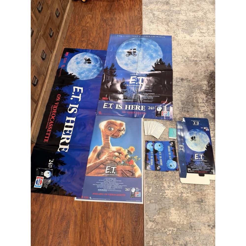 Vintage E.T. Extra Terrestrial VHS Video Store Promo Display Kit Posters Pepsi